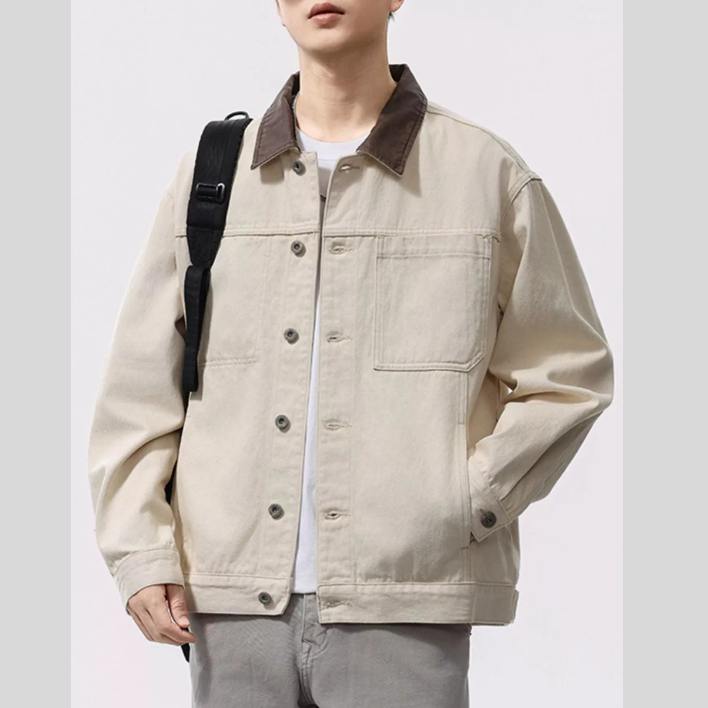 Men's Plus Size Two-Tone Collar Casual Jacket