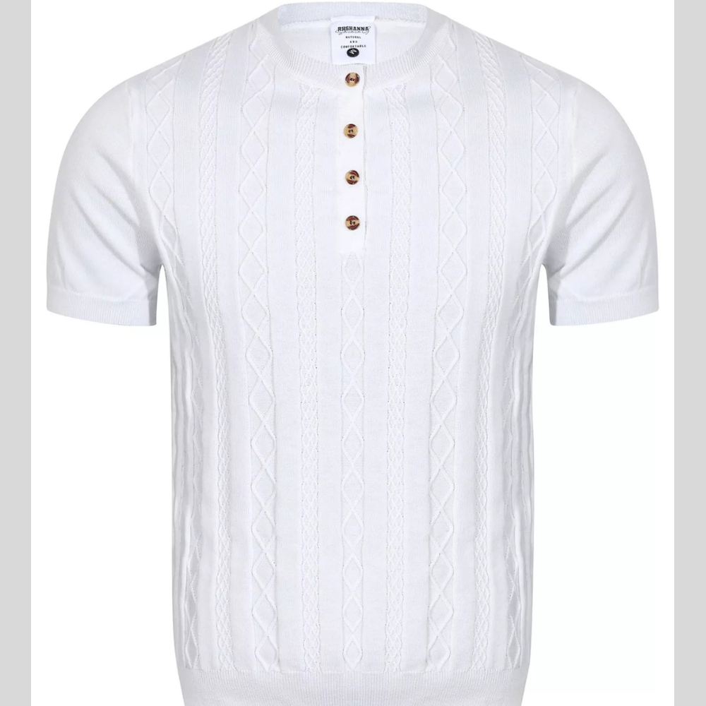 Men's Cable Knit Short Sleeve Knit Top