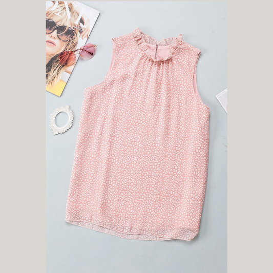 Frill Printed Round Neck Tank