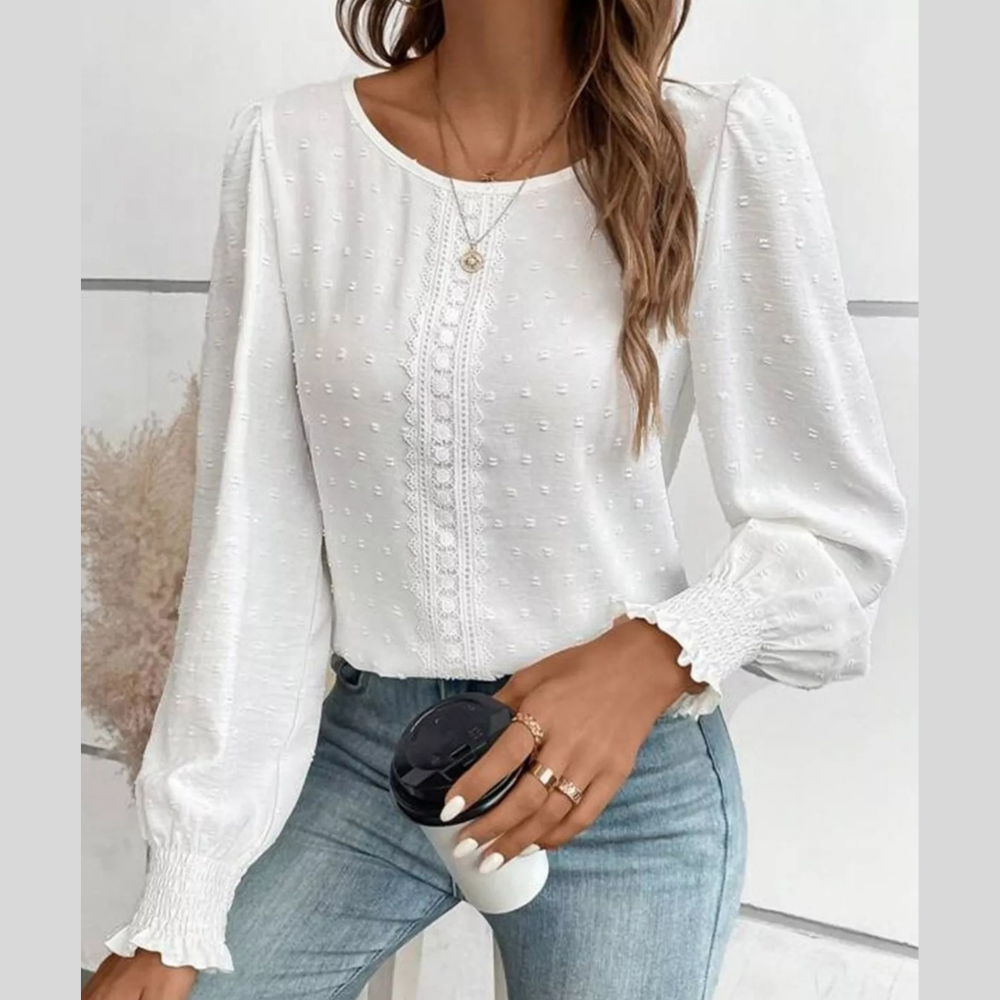 Swiss Dot Long Sleeve Blouse