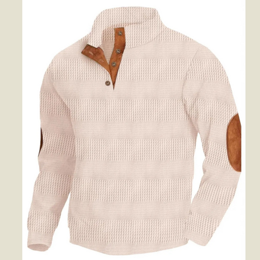 Men's Plus Size Long Sleeve Top with Button Accents