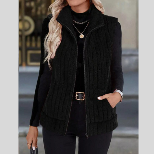 Full Size Fleece Zip-Up Vest Coat Plus Size