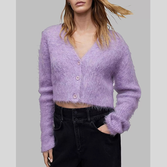 Fluffy Knit Cropped Cardigan