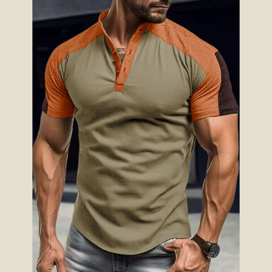Men's Plus Size Color Block Short Sleeve Polo Shirt