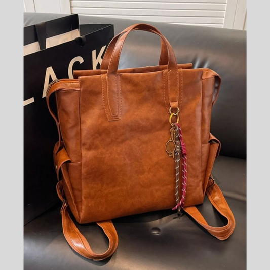 Vintage Leather Convertible Backpack Bag