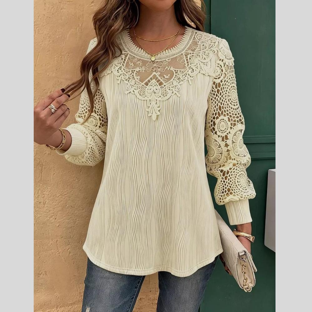 Lace Patchwork Long Sleeve Blouse