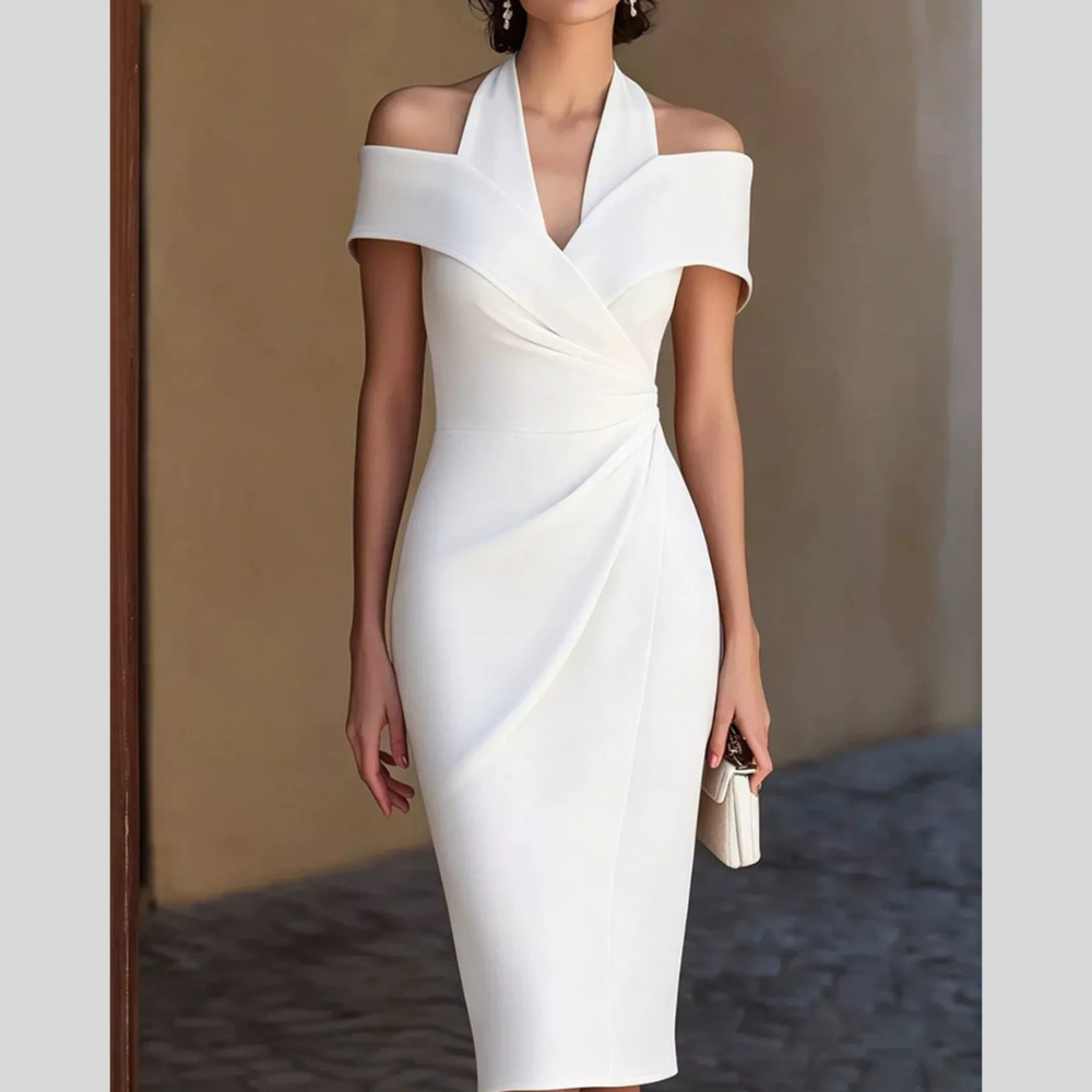Cold Shoulder Halter Neck Midi Dress