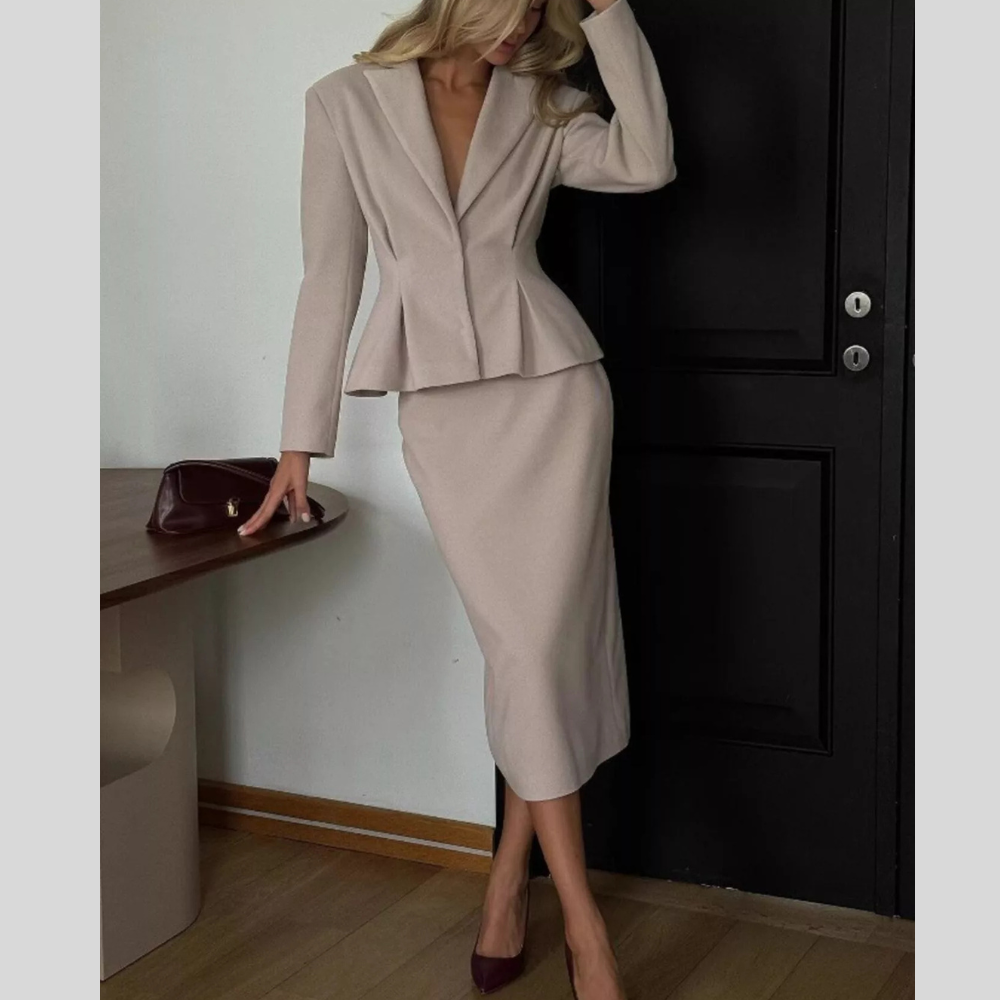 Peplum Blazer and Skirt Set