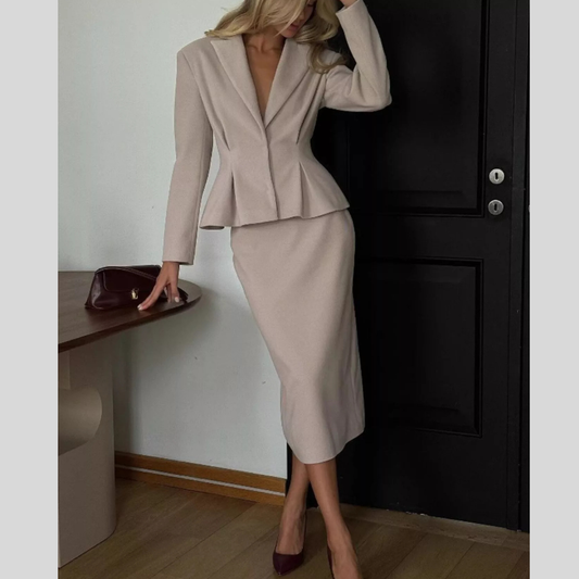 Peplum Blazer and Skirt Set