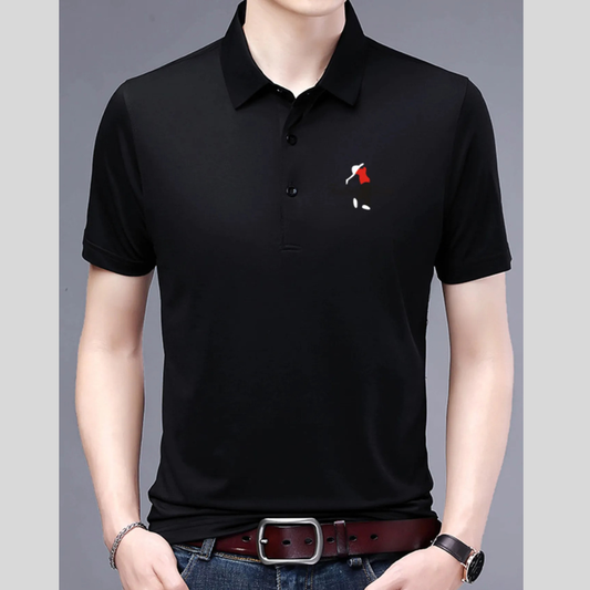 Men's Plus Size Embroidered Detail Short Sleeve Polo