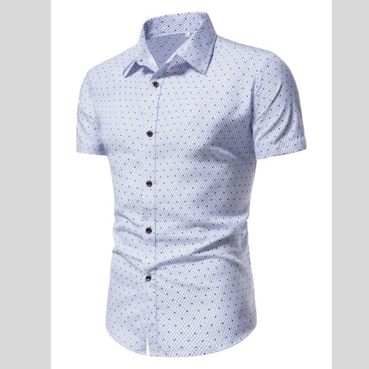 Men's Slim Fit Short Sleeve Dotted Shirt