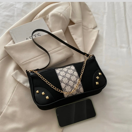 Chain Shoulder Bag with Studded Details