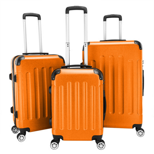 3-in-1 ABS Trolley Case 20 Inches, 24 Inches, 28 Inches Orange FREE USA SHIPPING