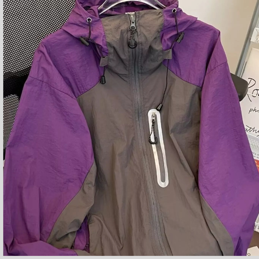 Men's Color Block Windproof Hooded Jacket
