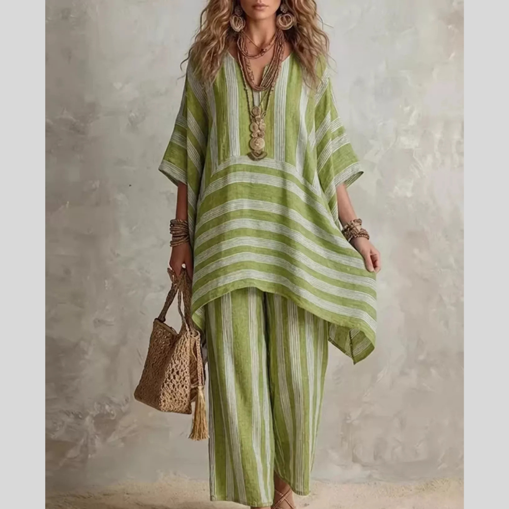 Bohemian Stripe Top and Pants Set
