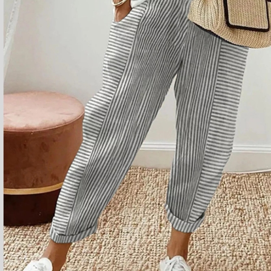 Full Size Striped Casual Pants Plus Size