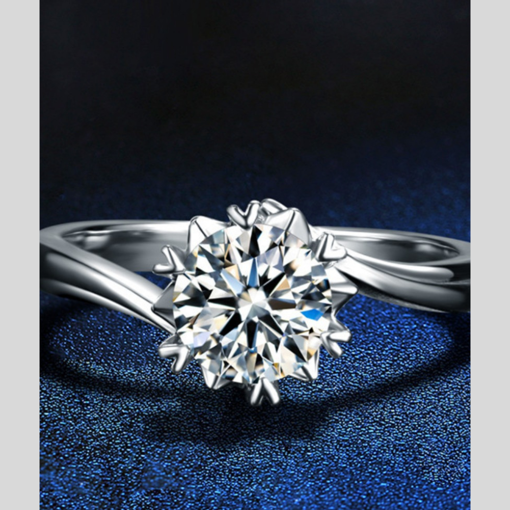 Classic Round Cut Moissanite Silver Ring
