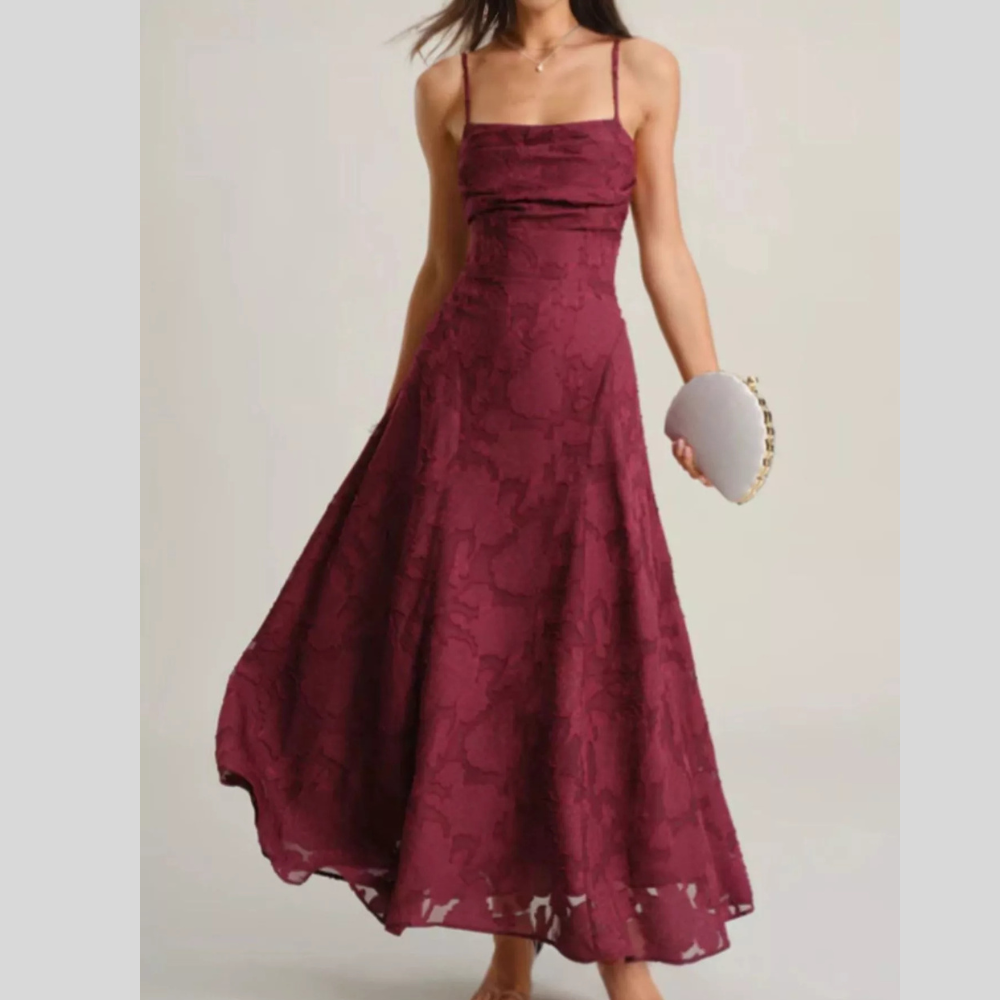 Lace Up Back Spaghetti Strap Maxi Dress