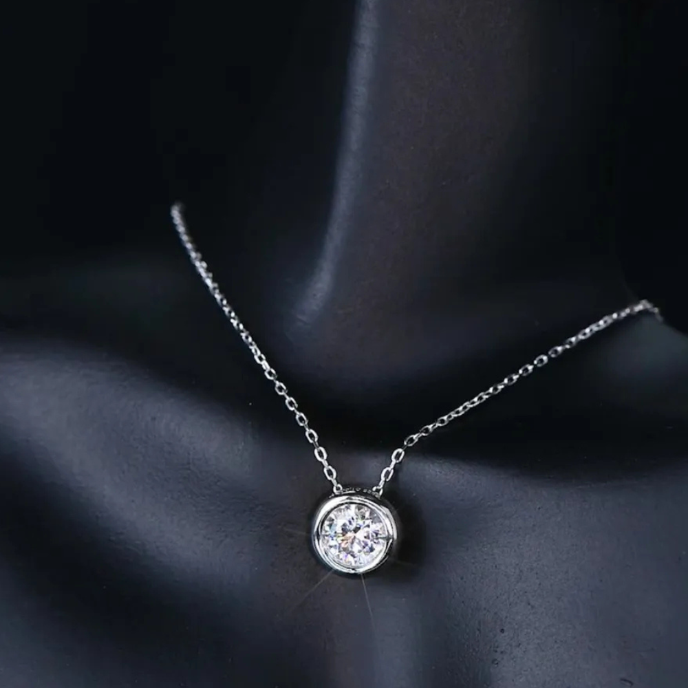 1 Carat Moissanite 925 Sterling Silver Necklace