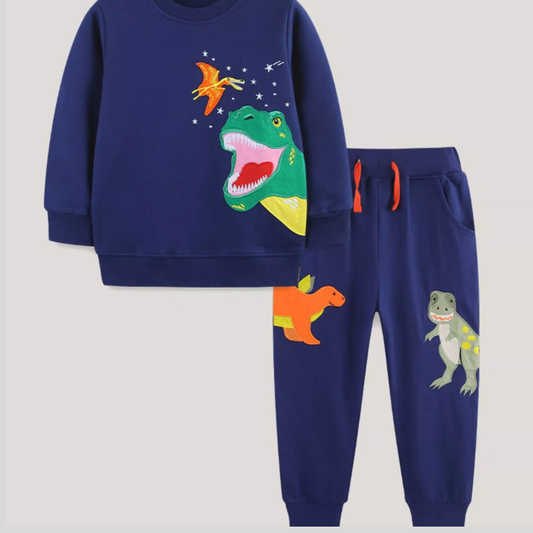 Children's Dinosaur Embroidered Top and Pants Set