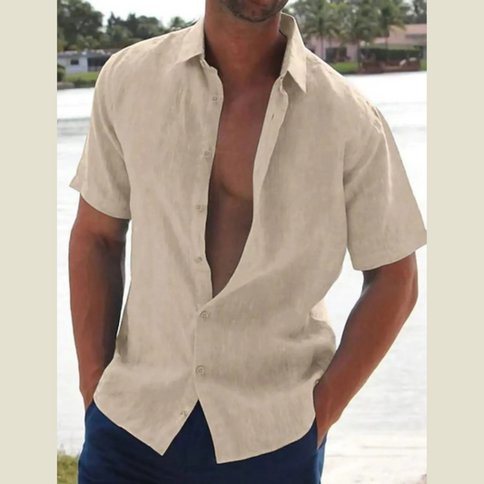 Short Sleeve Men’s Shirt – Big Size Button Front Top
