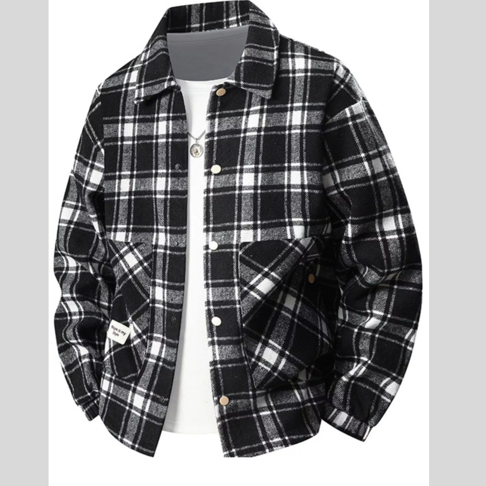 Men's Plus Size Plaid Button-Up Casual Shacket