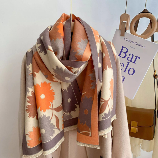 Cozy Floral Print Winter Scarf