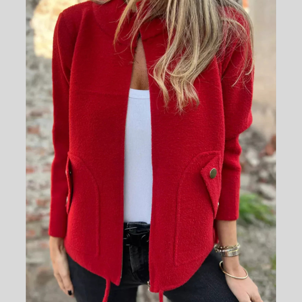 Full Size Textured Knit Zip Up Outerwear Plus Size
