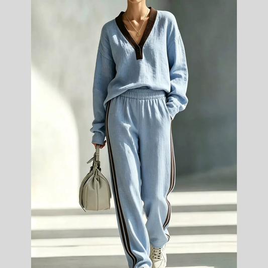 Long Sleeve Top and Side-Striped Joggers Set
