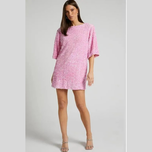 Women's Simple Casual Shoulder Beaded Dress