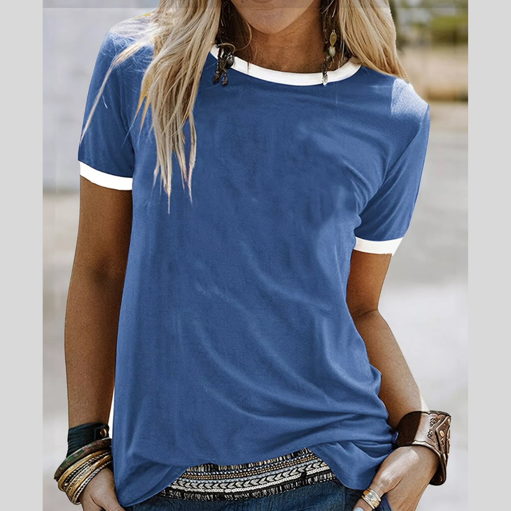 Casual Contrast Trim Short Sleeve T-Shirt