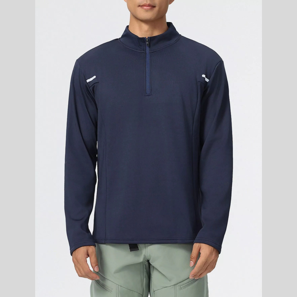 Men's Plus Size Half-Zip Long Sleeve Top