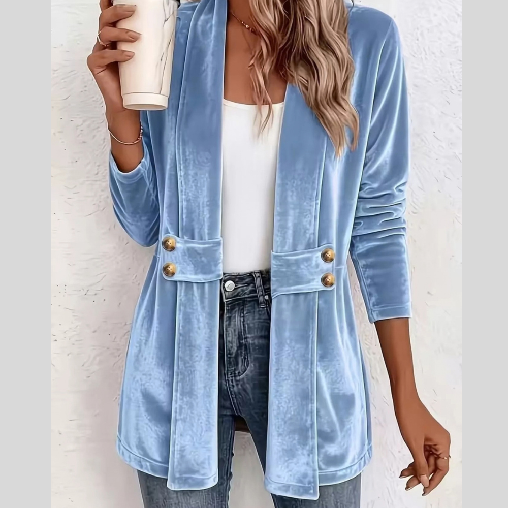 Velvet Relaxed Fit Open Front Cardigan Plus Size