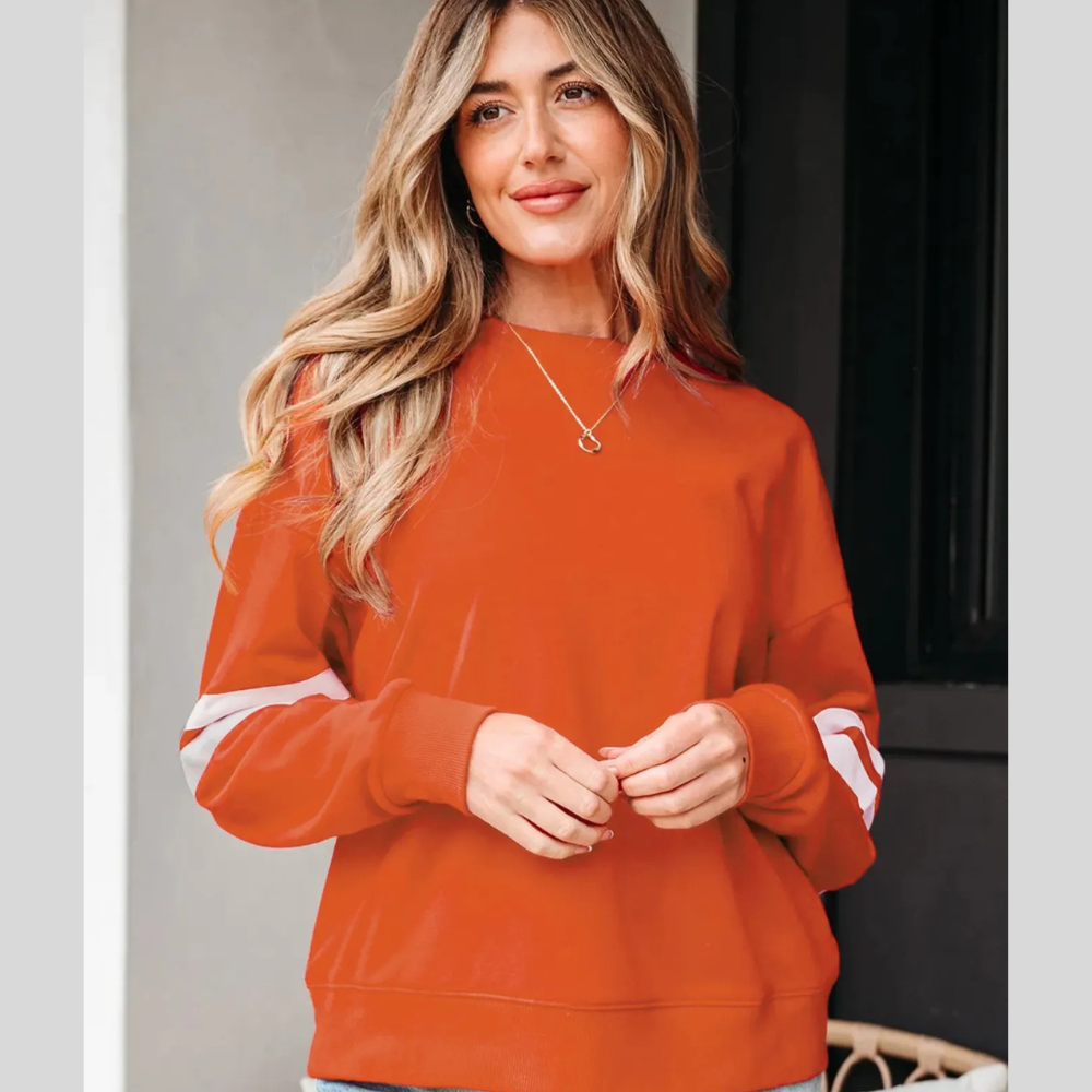 Stripe Round Neck Long Sleeve Sweatshirt
