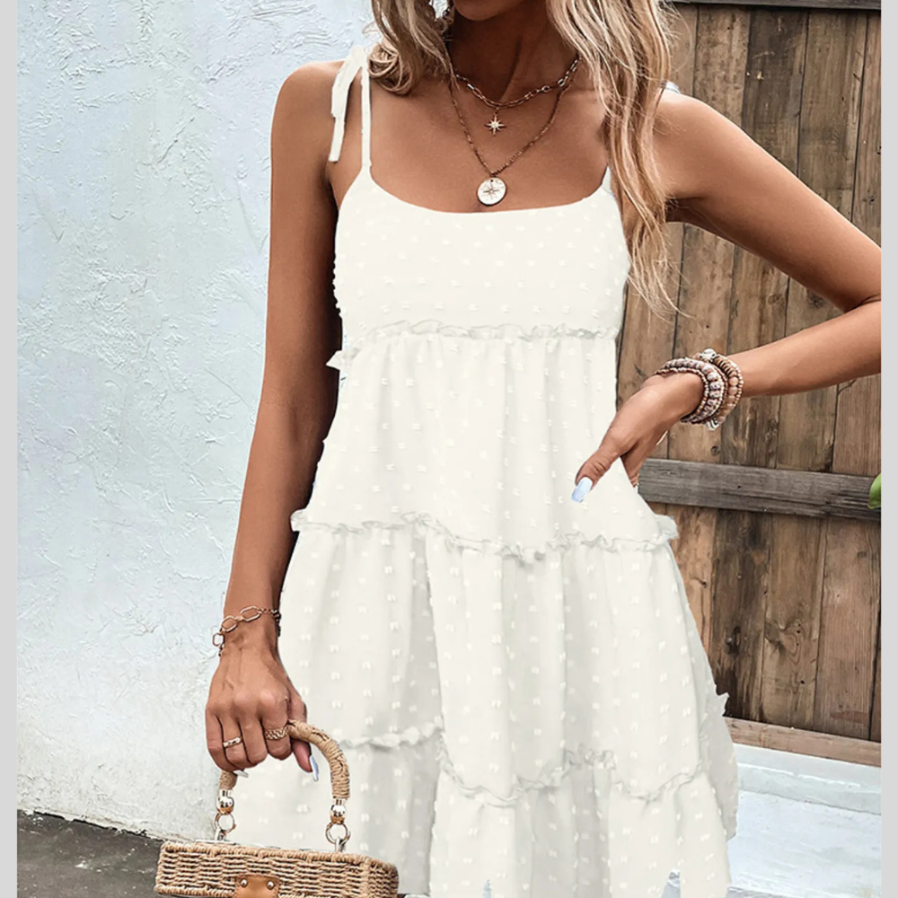 Frill Tiered Swiss Dot Cami Dress