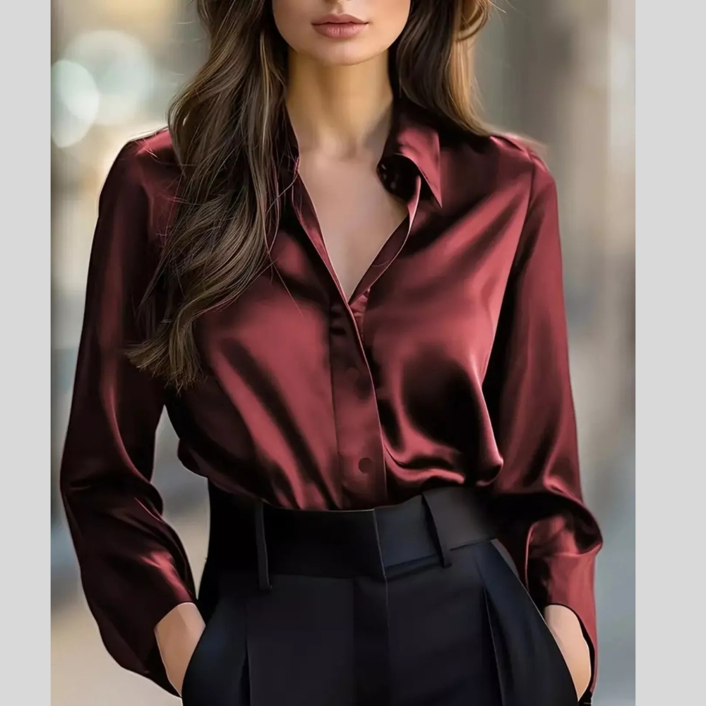 Button Down Collared Neck Long Sleeve Shirt