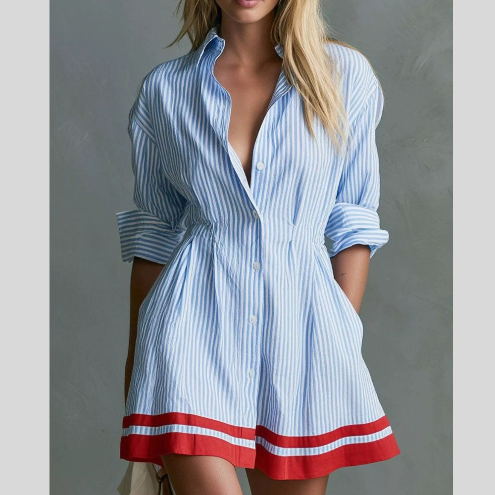 Striped Long Sleeve Shirt Dress