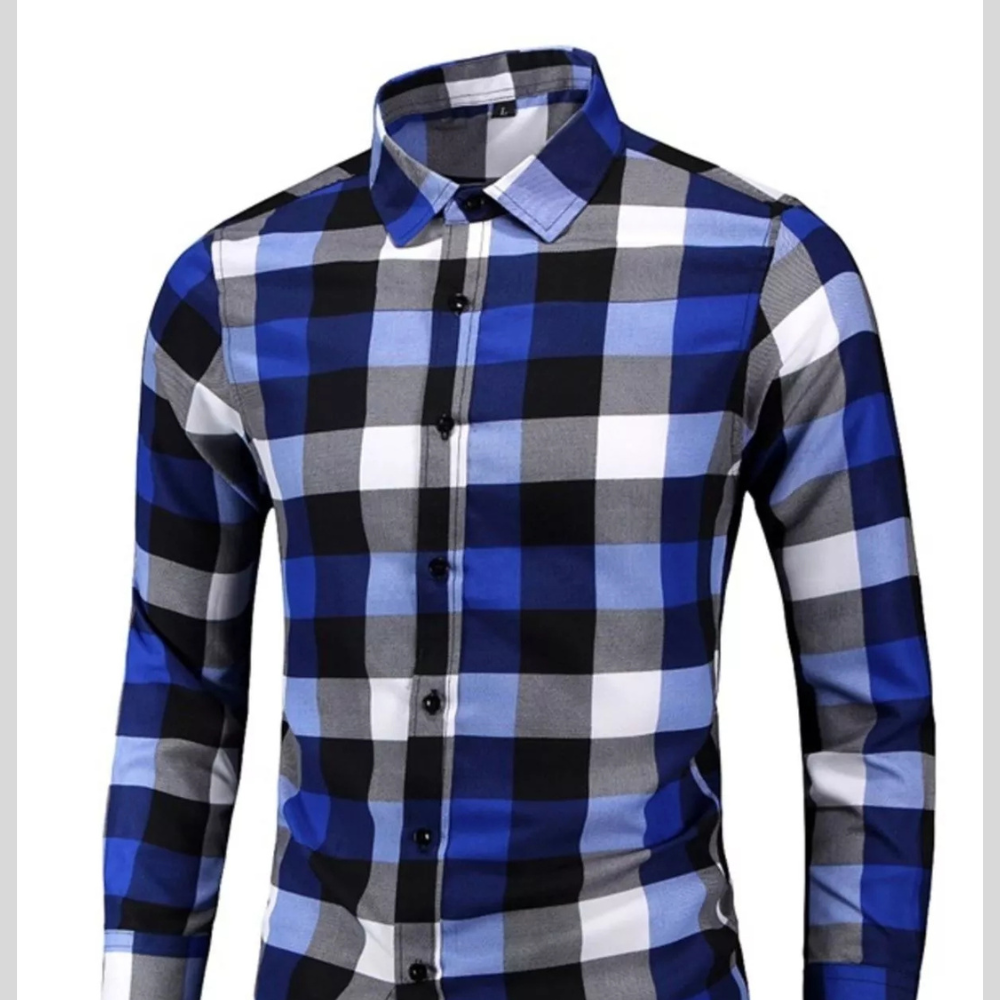 Men's Plus Size Plaid Long Sleeve Shirt