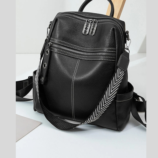 Leather Multi-Compartment Backpack Bag