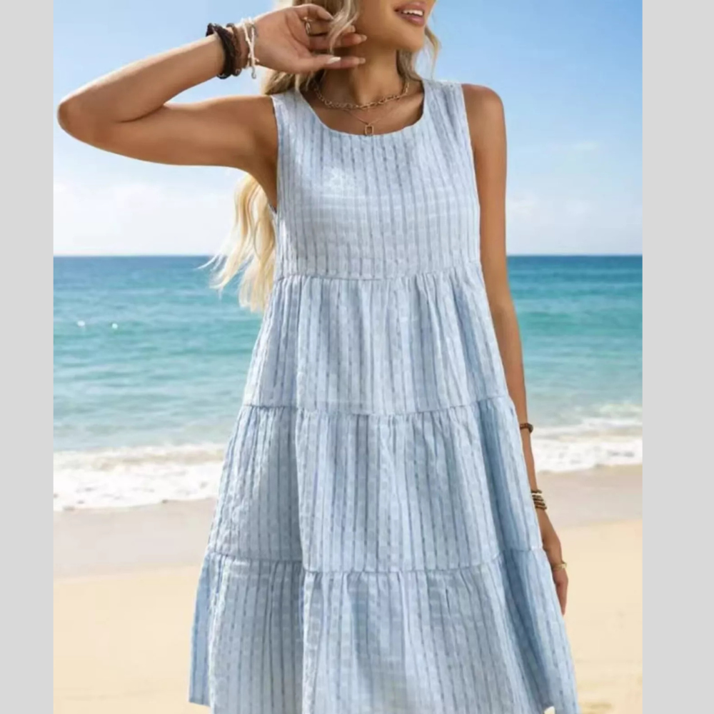Textured Sleeveless Tiered Mini Dress