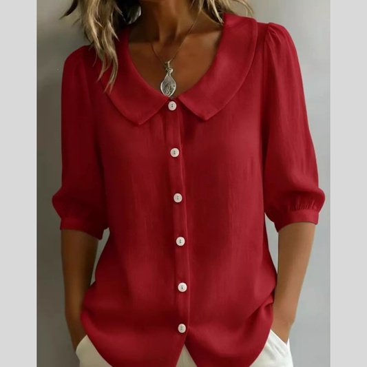 Full Size Peter Pan Collar Button-Down Shirt Plus Size