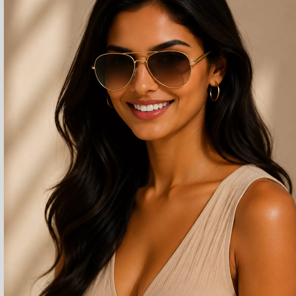 Aviator Sunglasses with Metal Lenses