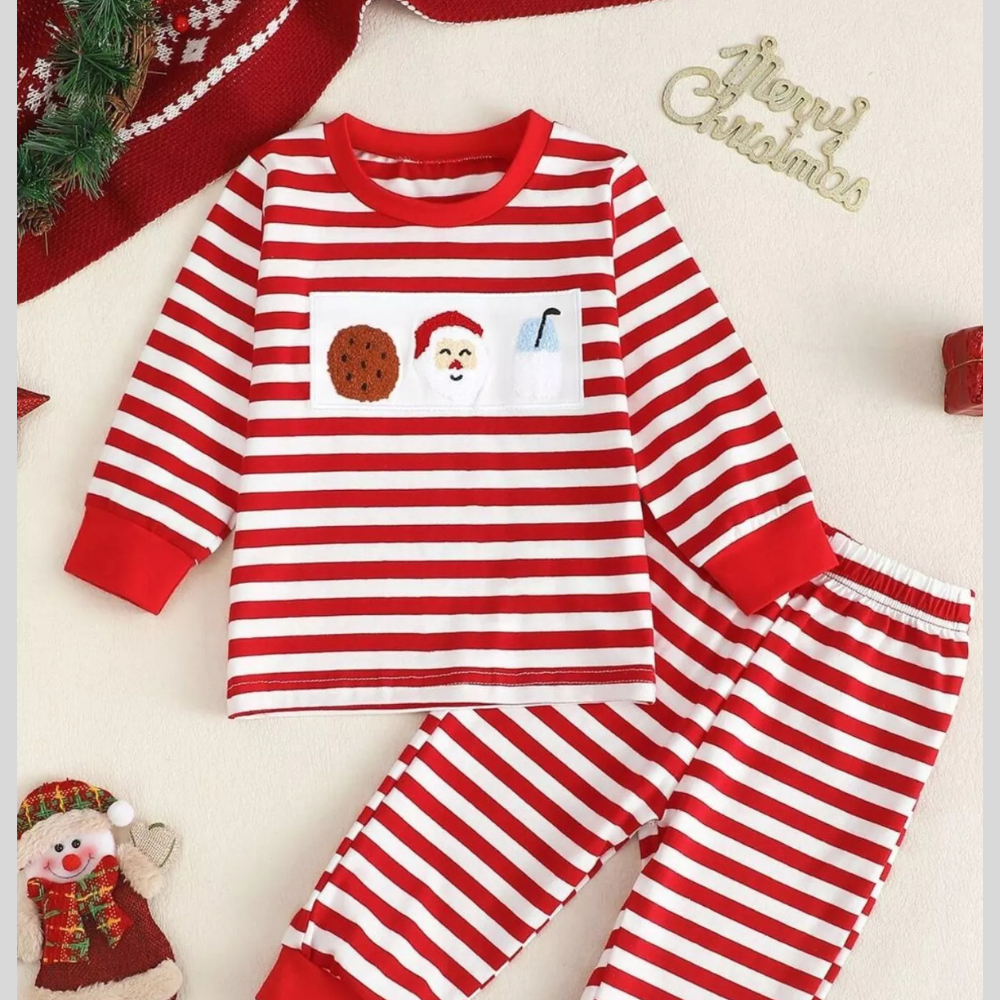 Children's Christmas Striped Pajama Set