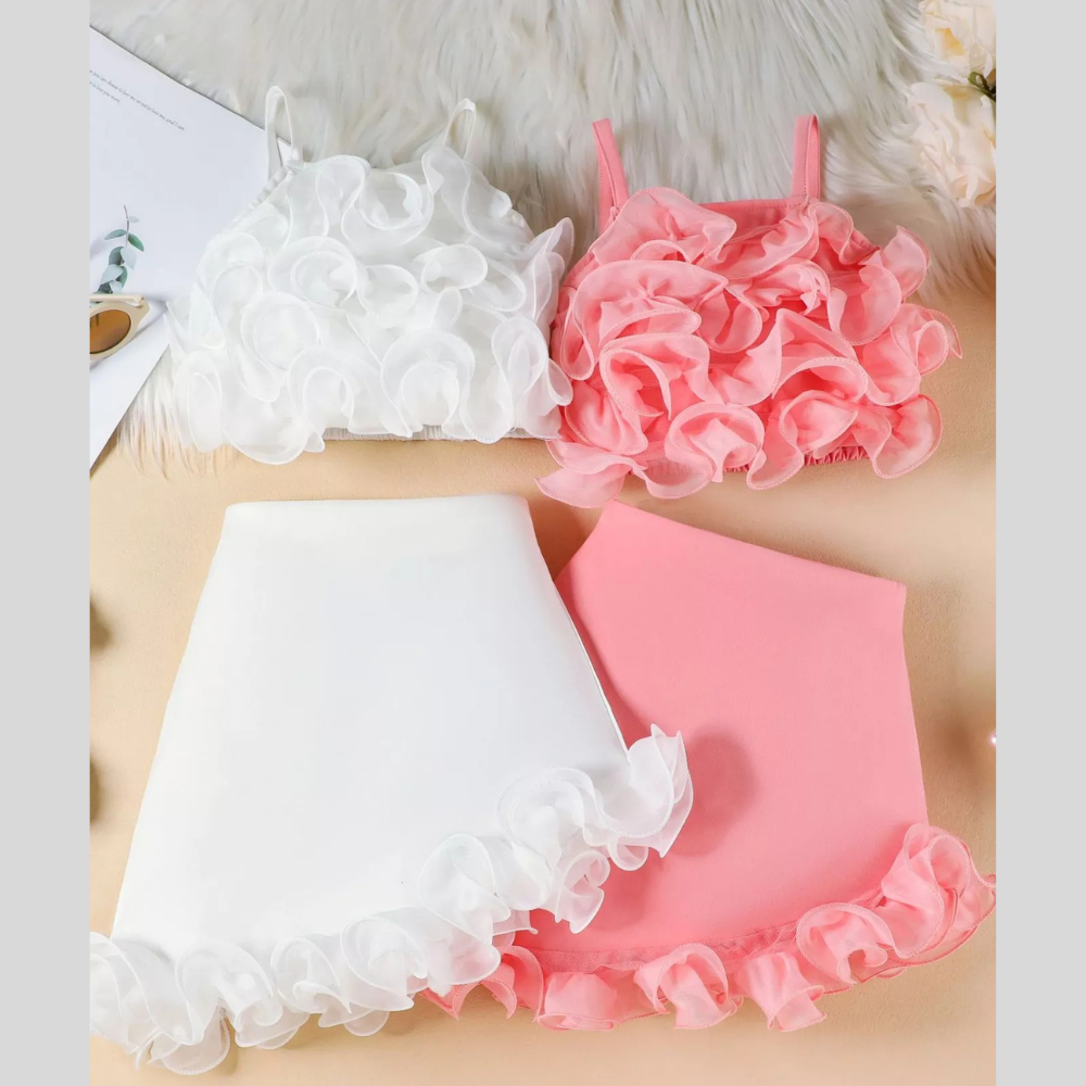 Children's Ruffled Trim Cami Top & Skirt Set