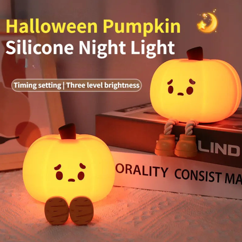 Home Decor Halloween Pumpkin Night Light Cute Soft Silicone Lamp Touch  Dimmable Rechargeable Bedside Decor Light Kids Gifts Halloween Decorations