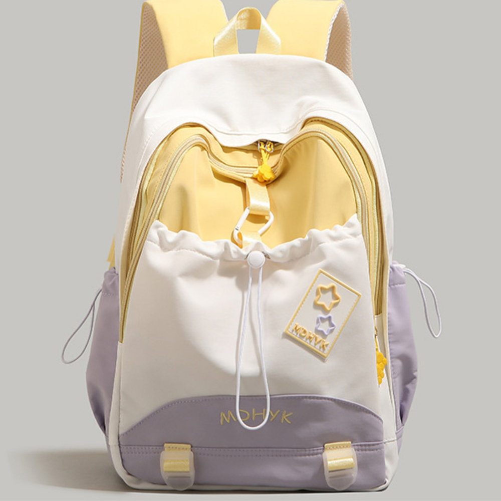 Color Block Drawstring Backpack Bag