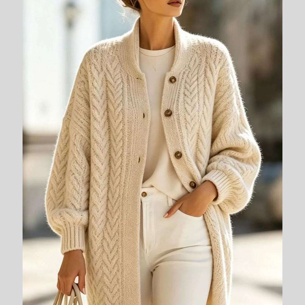 Full Size Cable-Knit Button-Down Cardigan Plus Size