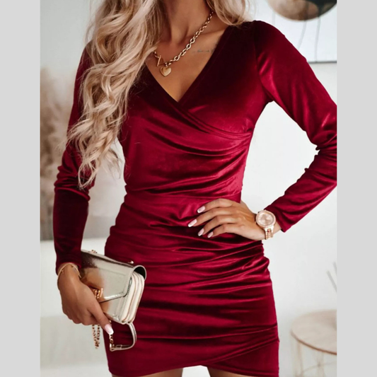 Velvet Ruched Bodycon Mini Dress
