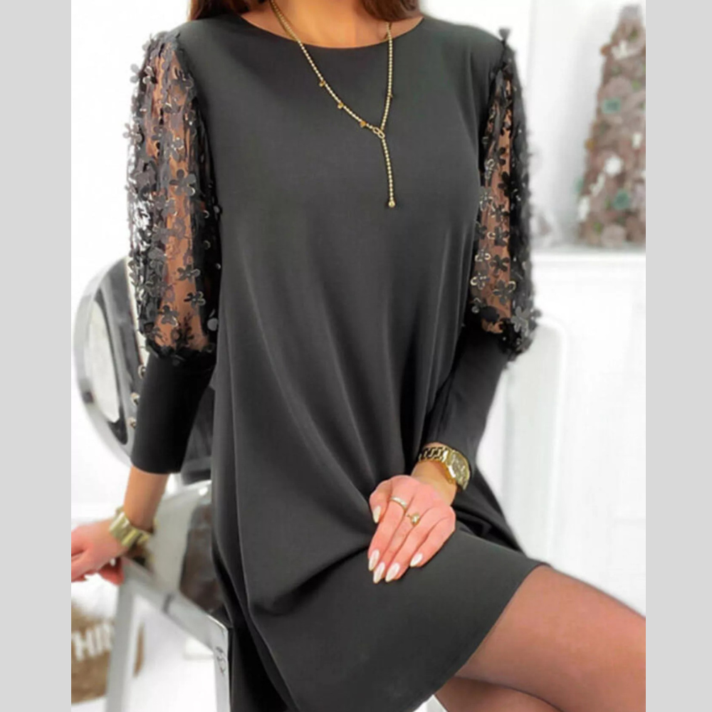 Floral Lace Sleeve Mini Dress