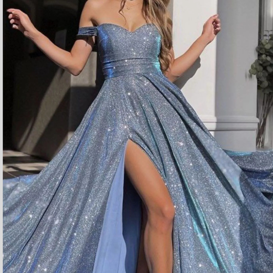 Off-Shoulder High Slit Maxi Dress